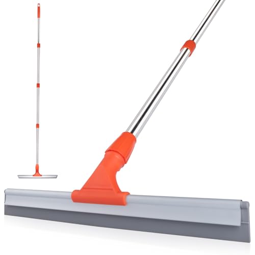 ITTAR Floor Squeegee with 60" Stainless Steel Handle, 17.2" Silicone Blade Floor Scrubber for Bathroom, Shower, Garage, Tile, Window and Water Removal