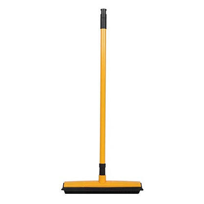 Pet Hair Sweeper, Rubber Broom Pet Hair Lint Removal Device with Telescopic Bristles Sweep Cleaner 27 to 47 Inches Adjustable Length Rubber Bristles TPE Scraper for Carpet Tile Hardwood Linoleum - color: Yellow