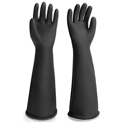 Black Rubber Gloves Extra Large, 22" Long Chemical Resistant Gloves, Waterproof Reusable Dishwashing Household Cleaning Safety Work Heavy Duty Industrial Rubber Glove, 1 Pair XXL - color: Reversible, Black+black, size: XXL-1Pair