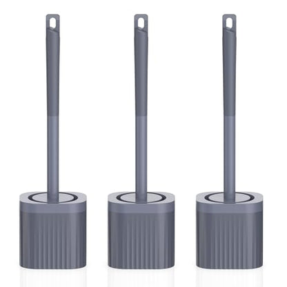 Toilet Bowl Brush and Holder, 3 Pack Compact Toilet Brush Set with Nylon Bristles Toilet Brush Hidden Scrubber Brushes for Bathroom Cleaning—Blue - color: Grey Blue-3p