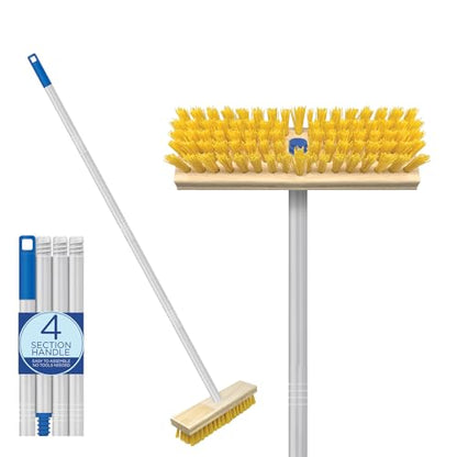 LOLA Deck Scrub Brush Outdoor Broom, Durable Bristles Remove Dirt, Grime, Grout, Leaves, Snow on Patios, Decks, Wet or Dry, 1 Count - size: 1 Count, style: Poly Fibers Deck Broom -Steel Handle