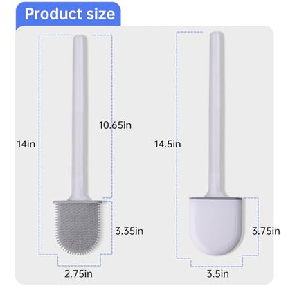 RV Silicone Toilet Brush with Holder, Drill-Free Wall Mounted Toilet Bowl Cleaner, Anti-Drip Anti-Roll Compact Brush for RV Camper & Small Bathroom - color: Orange