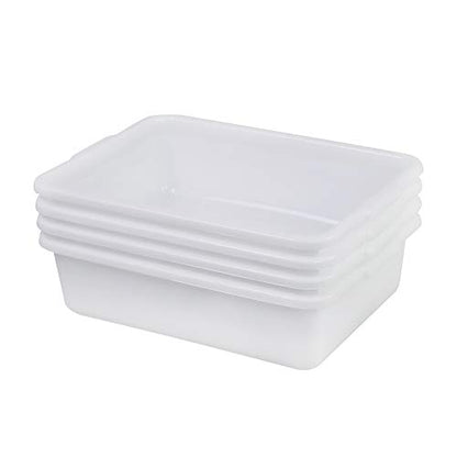 Small Bus Tubs Commercial Set of 4, Plastic Wash Basin, 8 Liter - color: White, size: 8 L