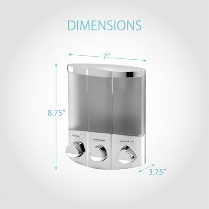 Better Living Products 76344-1 Euro Series TRIO 3-Chamber Soap and Shower Dispenser, Chrome - size: 3-Chamber