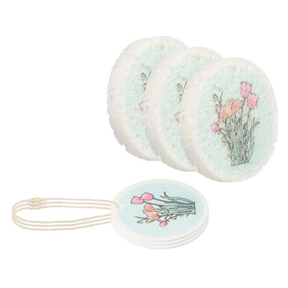 uxcell 6Pcs Cellulose Sponges, Round Kitchen Clean Sponges Non-Scratch Compressed Dish Scrubber with Floral Pattern for Kitchen Household Cookware Bathroom Cleaning & DIY, Blue - color: Blue