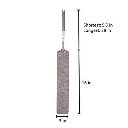 Retractable Gap Dust Cleaner, Cleaning Tool Under Appliance Or Sofa,Microfiber Hand Duster, Detachable and Washable Gap Cleaning Brush, Couch Cleaner, Including A Replacement Cloth Cover Gray