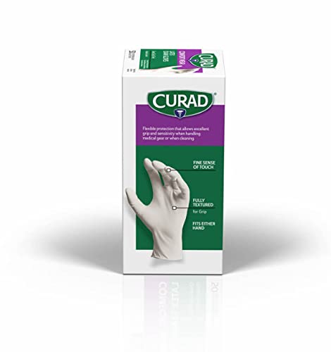 Curad Comfort Wear Latex Exam Gloves, Powder-Free, One Size Fits Most, 50 Count - size: 1 Box (50 Count)