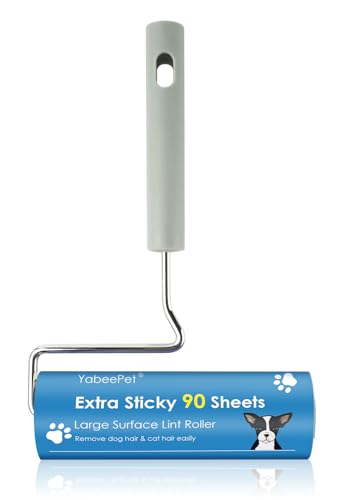 Extra Sticky Large Surface Lint Roller, 6.3'' Giant Lint Roller for Pet Hair, Lint Remover Roller for Cat Hair, Clothes, Furniture (1 Handle + 90 Sheets) - style: 1 Lint Roller