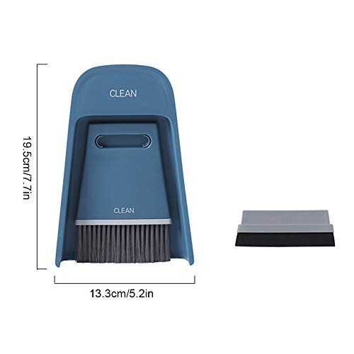 Mini Dustpan and Brush Set, Portable Snap on Design Desktop Cleaning Brush Handheld Crumb Sweeper for Sofa Car Kitchen (Dark Blue) - color: Dark Blue