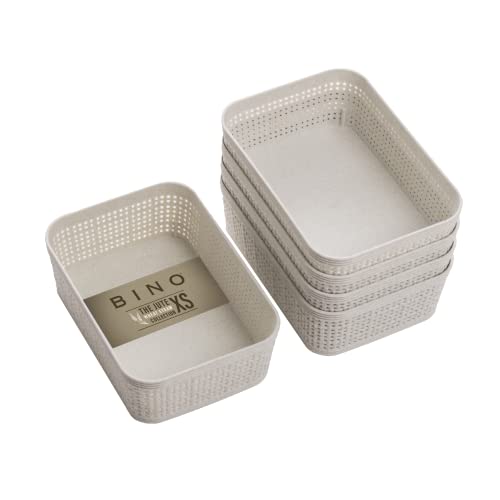 BINO | Woven Plastic Basket | XS (Natural), 5-Pack | THE JUTE COLLECTION | Home Organization, Space - Saving Storage, Stylish Design | Jute Basket | Plastic Storage Basket - color: Natural, size: 5PK- XS