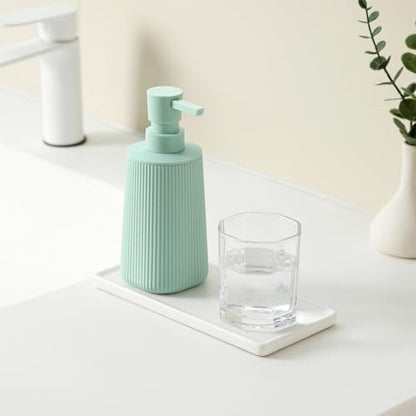 Small Soap Dispenser for Bathroom and Kitchen, Modern Farmhouse Striped Style Plastic Hand Soap Dish Soap Dispenser with Pump Matte Light Green - color: Light Green