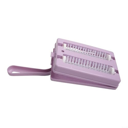 Handheld Carpet Cleaning Brush with Dual Sweeper Rollers for Crumbs and Dust on Sofa, Bed, Table, and Rugs, Purple(purple) - color: Purple