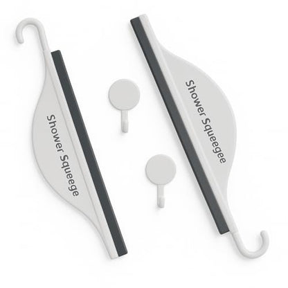 Mini Shower Squeegee for Glass Doors – Small Handy Bathroom, Countertop & Window Cleaner with Rubber Blade and Hook for Tile Walls, Mirrors, Kitchen Sink - Pack of 2