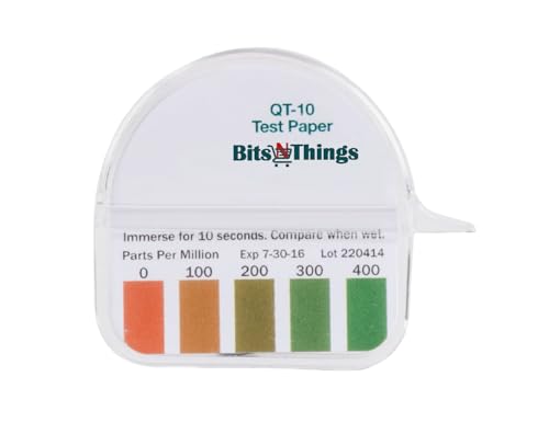 Bits N Things Cleaning Pails - Red Sanitizing (1), Green Detergent (1) 3 Quart,Cleaning Buckets, and QT-10 Quaternary Sanitizer Test Tape 15 feet Roll (1)