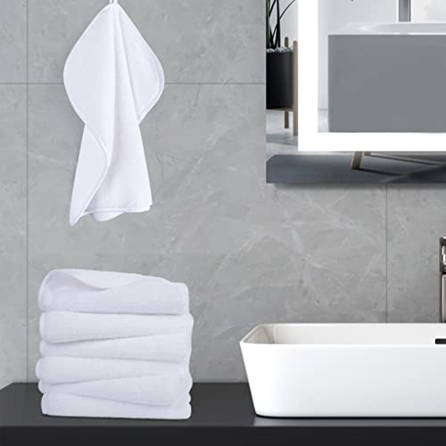 POLYTE Premium Lint Free Microfiber Washcloth Face Towel, 13 x 13 in, Set of 6 (White) - color: White