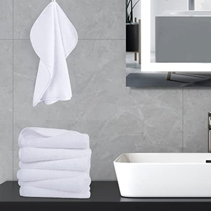 POLYTE Premium Lint Free Microfiber Washcloth Face Towel, 13 x 13 in, Set of 6 (White) - color: White