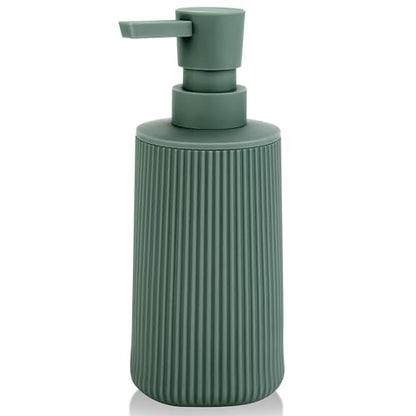 Small Soap Dispenser for Bathroom and Kitchen, Modern Farmhouse Striped Style Plastic Hand Soap Dish Soap Dispenser with Pump Matte Green - color: Sage Green