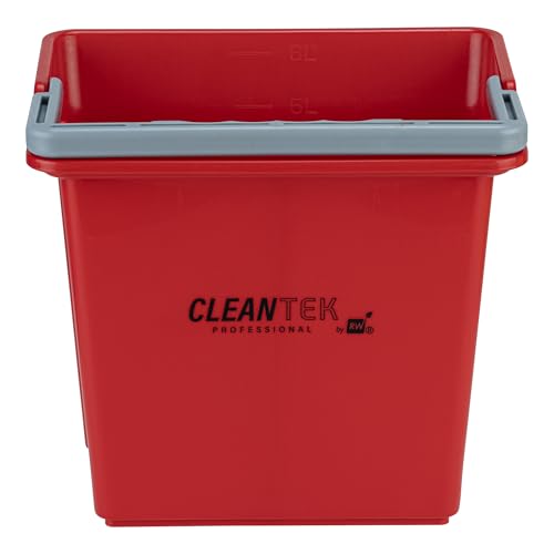 Restaurantware-Clean Tek Professional 6 Quart Cleaning Bucket, 1 Utility Pail with Handle - Heavy-Duty, Portable, Red Plastic Washing Pail, Perfect for Household, Outdoor, Car Wash and More - color: Red, size: 6 Quarts