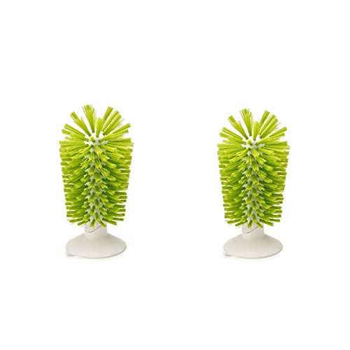 2PCS Glass Cleaning Brush with Suction Cup, Kitchen Bottle and Wine Cup Cleaner, Stable Washing for Cups, Mugs, Decanters and Jugs, Green - color: Green, size: 2PCS