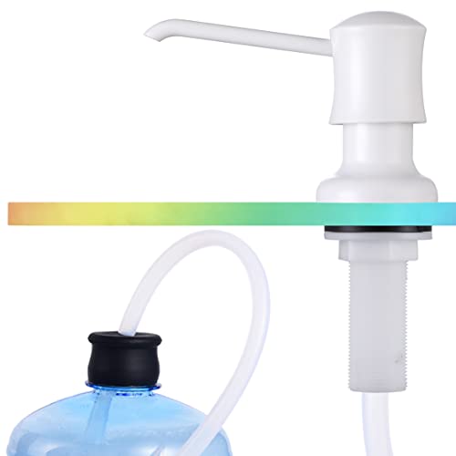 Sink Soap Dispenser for Kitchen Sink White Upgrade with 40" Silicone Kitchen Soap Extension Hose, Connect to Your Soap Bottle Directly - color: White, size: with Tube Kit