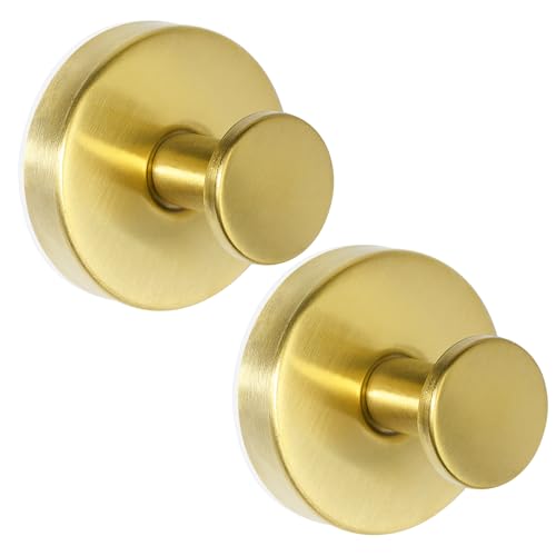 ZESLMG Suction Cup Hooks for Shower, Gold Wreath Hangers for Front Door Glass Window Bathroom Kitchen Wall, Removable Towel Holder Bath Robe Loofah Coat Hooks No Damage for Hanging, 2 Pack - color: Gold