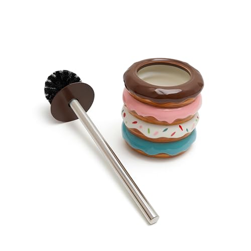 Deep & Sturdy Toilet Bowl Brush with Holder - Doughnut Bowl Brush - Durable Scrubbing - Toilet Cleaners - Household Essentials - Bathroom Cleaner - Cleaning Supplies - Household Supplies - color: Doughnut