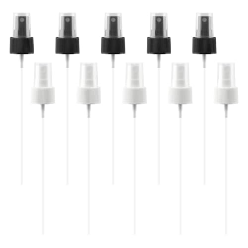 10 Pcs Spray Bottle Top, Nozzle Sprayer Tops Replacement, Plastic Pump Sprayer Pump for Essential Oil, Cleaning Solutions, Home cleaning, 24/410 Cap Size(COLOR:Black + White)