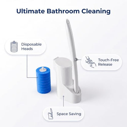 Disposable Toilet Brush, Toilet Bowl Cleaner Brush with 24 Wand Cleaner Refills, Wall Mounted Toilet Brush and Holder Set for Bathroom Deep Cleaning and Hygienic
