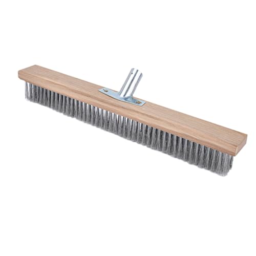 Stainless Steel Wire Scrub Brush for Deck, Concrete, Patio Floor Cleaning, Heavy Duty Bristle Scrubber Broom for Moss Removal(50cm/19.68in) - size: 50cm/19.68in