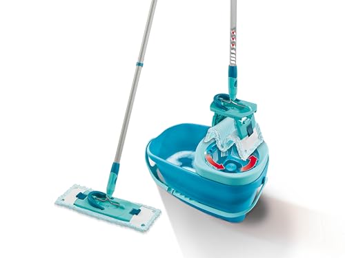 Leifheit Clean Twist M Ergo Mop and Bucket Set, Mop 33 cm Wide, Moisture Controlled Spin, Faster Cleaning Spin mop, Easy-Steer Micro Fibre Head with 360° Joint, Twist Mop - size: Clean Twist M Ergo 2.0