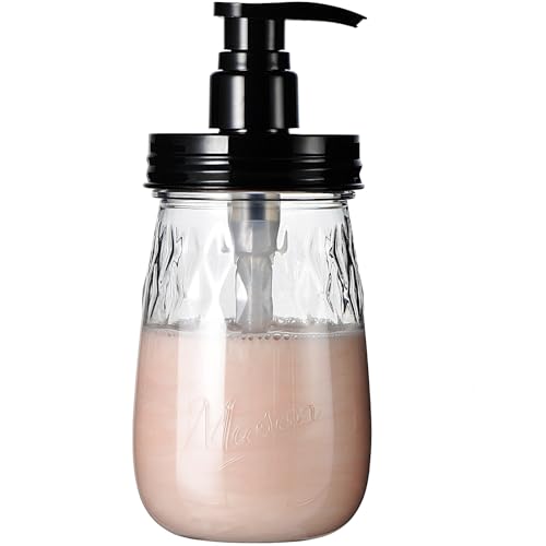 Amolliar Plastic Soap Dispenser with Pump Lid, 16 Oz Refillable Bathroom Hand Dish Soap Dispenser Set, Clear Kitchen Liquid Dispenser with Cute Lables for Farmhouse Shower (1 Pack, Black) - color: Clear Bottle + Black Pump