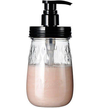 Amolliar Plastic Soap Dispenser with Pump Lid, 16 Oz Refillable Bathroom Hand Dish Soap Dispenser Set, Clear Kitchen Liquid Dispenser with Cute Lables for Farmhouse Shower (1 Pack, Black) - color: Clear Bottle + Black Pump
