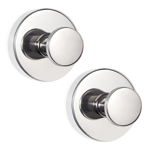 ZESLMG Suction Cup Hooks for Shower, Chrome Wreath Hangers for Front Door Glass Window Bathroom Kitchen Wall, Removable Towel Holder Bath Robe Loofah Coat Hooks No Damage for Hanging, 2 Pack - color: Chrome