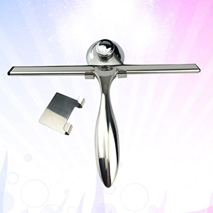 Cabilock Shower Squeegee for Glass Doors 3-Pack Stainless Steel Bathroom Water Scraper with Suction Cup Hooks 6.7 Inch Handle for Mirror and Tile Cleaning