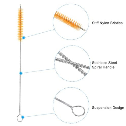 PATIKIL 8"x3/8" Long Straw Brush, 10 Pcs Drinking Straw Cleaning Brush Nylon Pipe Tube Cleaner Brush for Cleaning Straws Pot Spout, Yellow - color: Yellow, size: 8"x3/8"