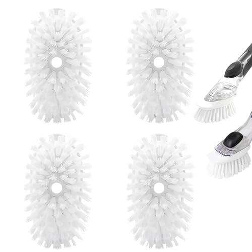 Brush Refills for OXO Dish Brush - 4 Pack Dish Brush Cleaning Soap Dispensing Head Replacement for Scrubber (White) - color: 4-pack