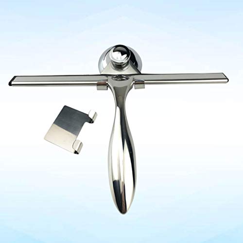 Cabilock Shower Squeegee for Glass Doors 3-Pack Stainless Steel Bathroom Water Scraper with Suction Cup Hooks 6.7 Inch Handle for Mirror and Tile Cleaning