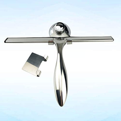 Cabilock Shower Squeegee for Glass Doors 3-Pack Stainless Steel Bathroom Water Scraper with Suction Cup Hooks 6.7 Inch Handle for Mirror and Tile Cleaning