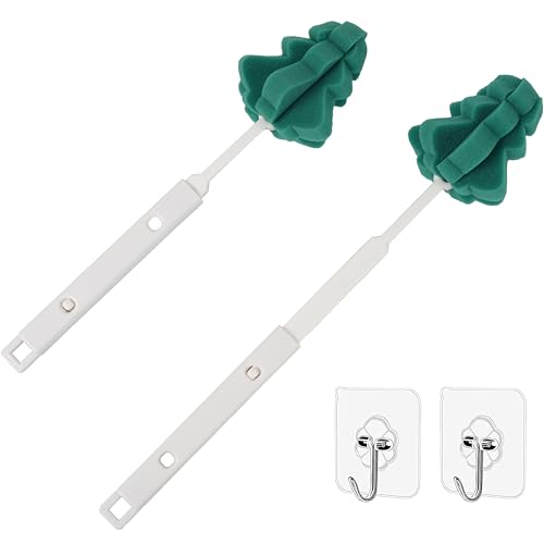 Foshine Bottle Soft Brushs Sponge Bottle Brushes Cleaning Brushs Set with Adjustable Handles 2 Pieces, for Wine Glasses and Bottles 2 Pcs Traceless Hook