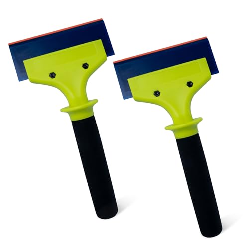 NEWISHTOOL 2 Pack Rubber Squeegee with Nylon Handle for Water Removal, Glass Cleaning, PPF Installing and Window Film Application (5-Inch Blade with Long Handle) - size: 5-Inch Blade with Long Handle