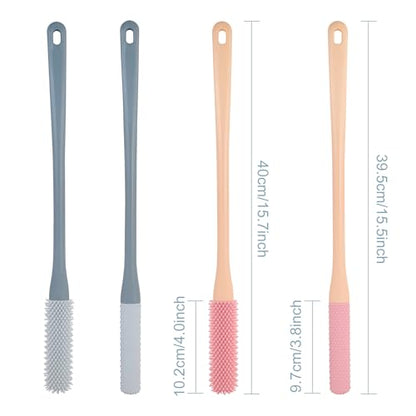 OWIIZI Toe Cleaning Brush 15.7" Foot Scrubber in Shower with Long Handle Silicone Gap Brush Between Toes Cleaner Soft Feet Care Scrub for Seniors,Elderly, Men and Women- 2Pack - color: Grey
