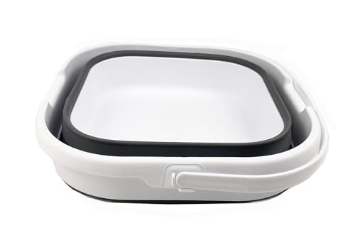 SAMMART 9.5L (2.5 Gallon) Collapsible Rectangular Handy Basket/Bucket (White/Steel Grey) - color: White/Steel Grey