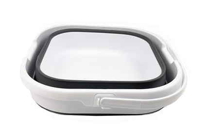 SAMMART 9.5L (2.5 Gallon) Collapsible Rectangular Handy Basket/Bucket (White/Steel Grey) - color: White/Steel Grey