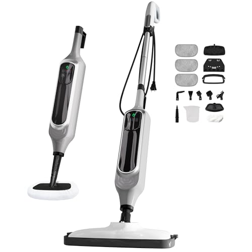 12 in 1 Steam Mop, Detachable Handheld Steam Cleaner for Home, 23FT Cord, for Hardwood Floor Cleaning, Tile, Carpet, Furniture, Clothes, Windows, Grey - color: Grey