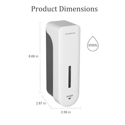 Shampoo and Conditioner Dispenser, Shower Soap Dispenser Wall-Mounted Soap Dispenser No Drill Refillable Shampoo Dispenser 300ML for Bathroom, Hotel, Shower Wall with Labels (White)