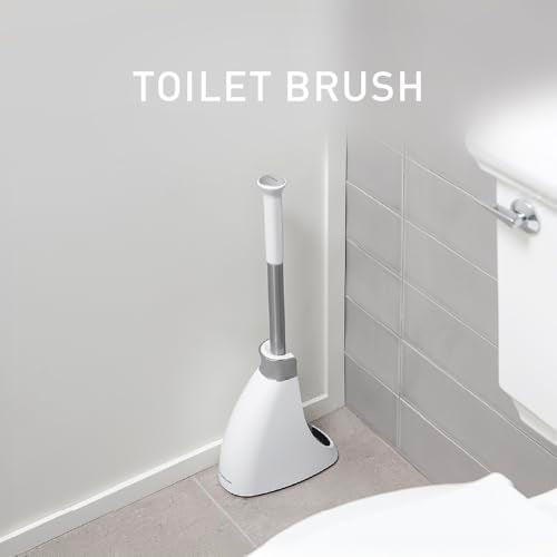 simplehuman Toilet Brush with Caddy, Stainless Steel, White - color: White, size: Toilet Brush Only, style: Toilet Brush