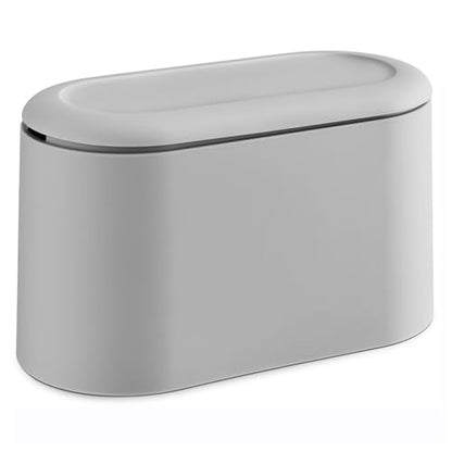 SUBEKYU 0.5 Gal Mini Countertop Trash Can with Lid for Desktop, Small Garbage Can for Office, Tiny Wastebasket, Plastic, Light Grey - color: grey with lid