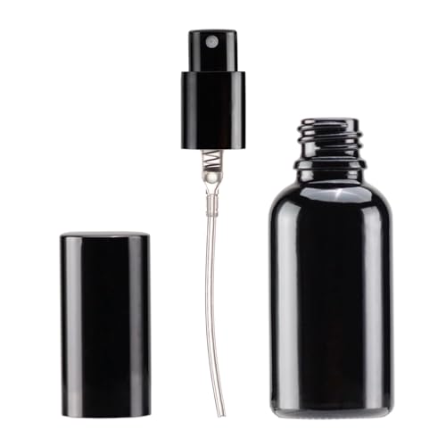 YIZHAO Black Glass Spray Bottles 1oz, with Small Fine Mist Spray, Metal Cap, Refillable for Essential Oil,Travel,Cleaning,Perfume,Aromatherapy,Makeup – 6 Pcs - color: Black, size: 30ml-6