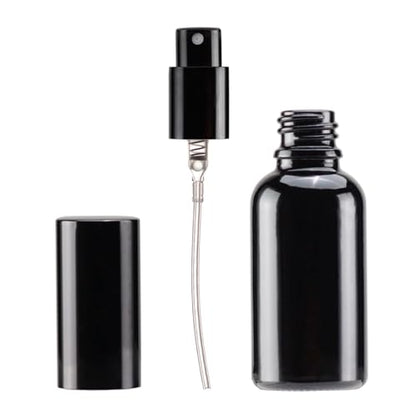 YIZHAO Black Glass Spray Bottles 1oz, with Small Fine Mist Spray, Metal Cap, Refillable for Essential Oil,Travel,Cleaning,Perfume,Aromatherapy,Makeup – 12 Pcs - color: Black, size: 30ml-12