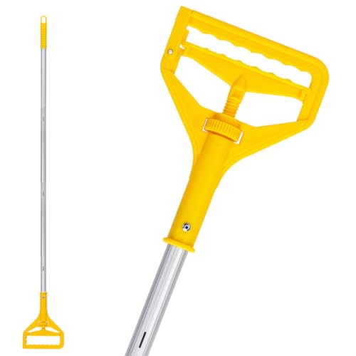 KeFanta Commercial Mop Handle Heavy Duty,60 Inch Aluminum Side Gate Mop Stick,Industrial Wet Mops Head Replacement Holder for Floor Cleaning,Yellow - size: 1 Pack